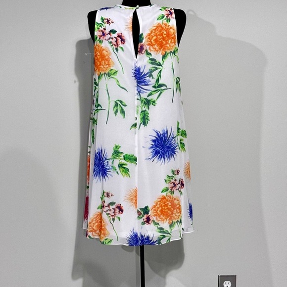 Calvin Klein NWT Elegant CREAM/LILAC Trapeze Floral Printed Chiffon Gown, size 8 - Picture 6 of 11